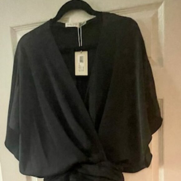 Ramy Brook Adiel Wrap Midi Dress Black M - Picture 4 of 6